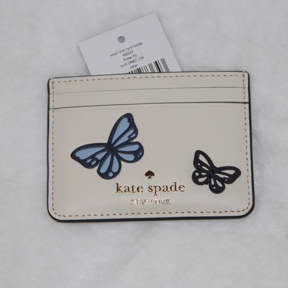 NWT Kate Spade Flutter Fly Butterfly 3D Small Slim Cardholder Card Case Wallet